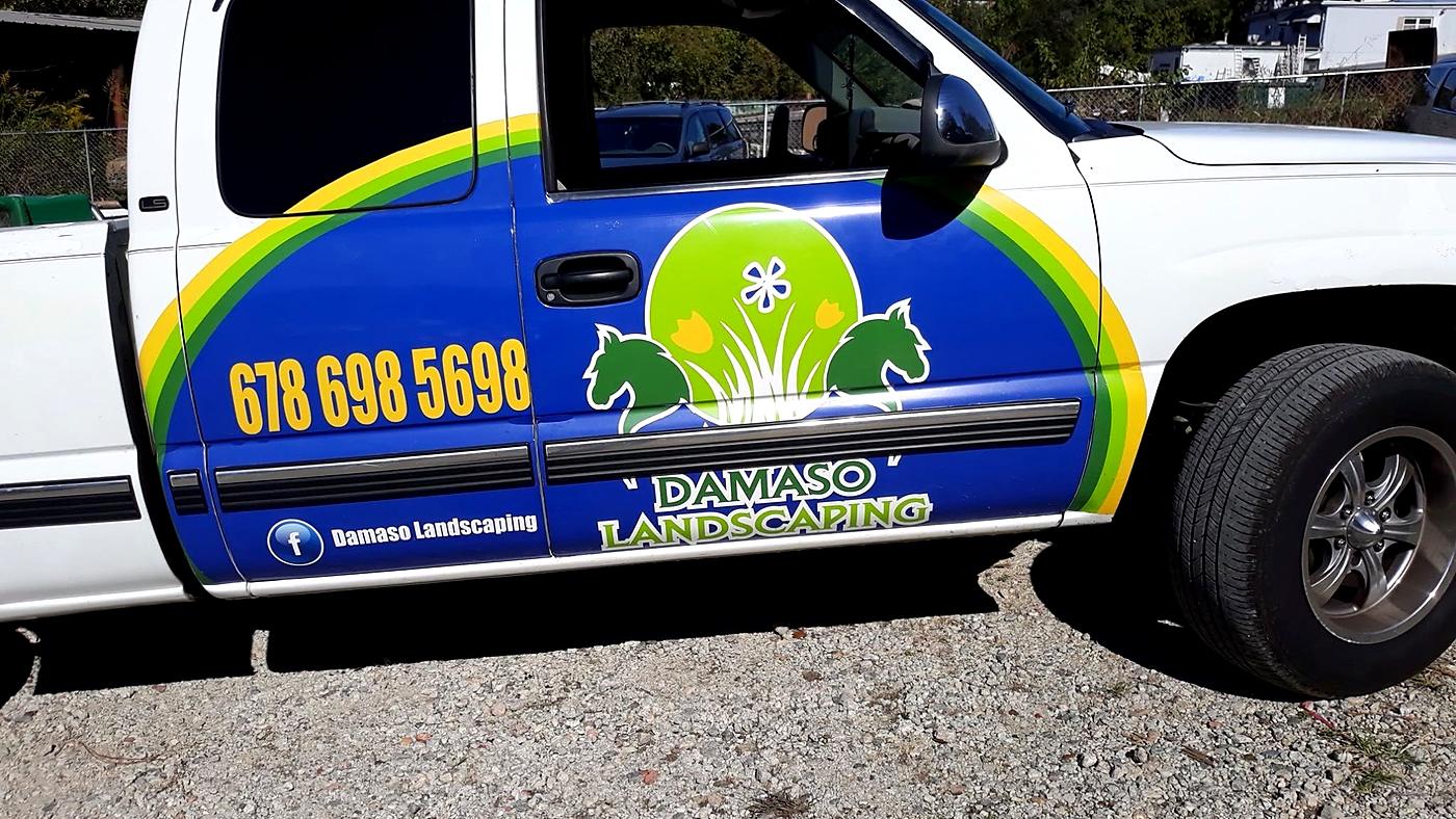 Damaso Landscaping work truck in Atlanta